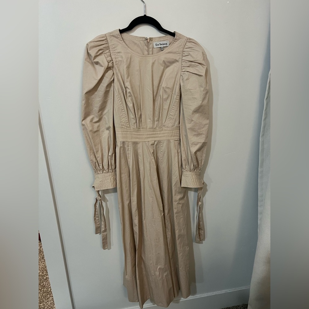 En Saison Ballet Pink/ Tan Puff Sleeve Dress